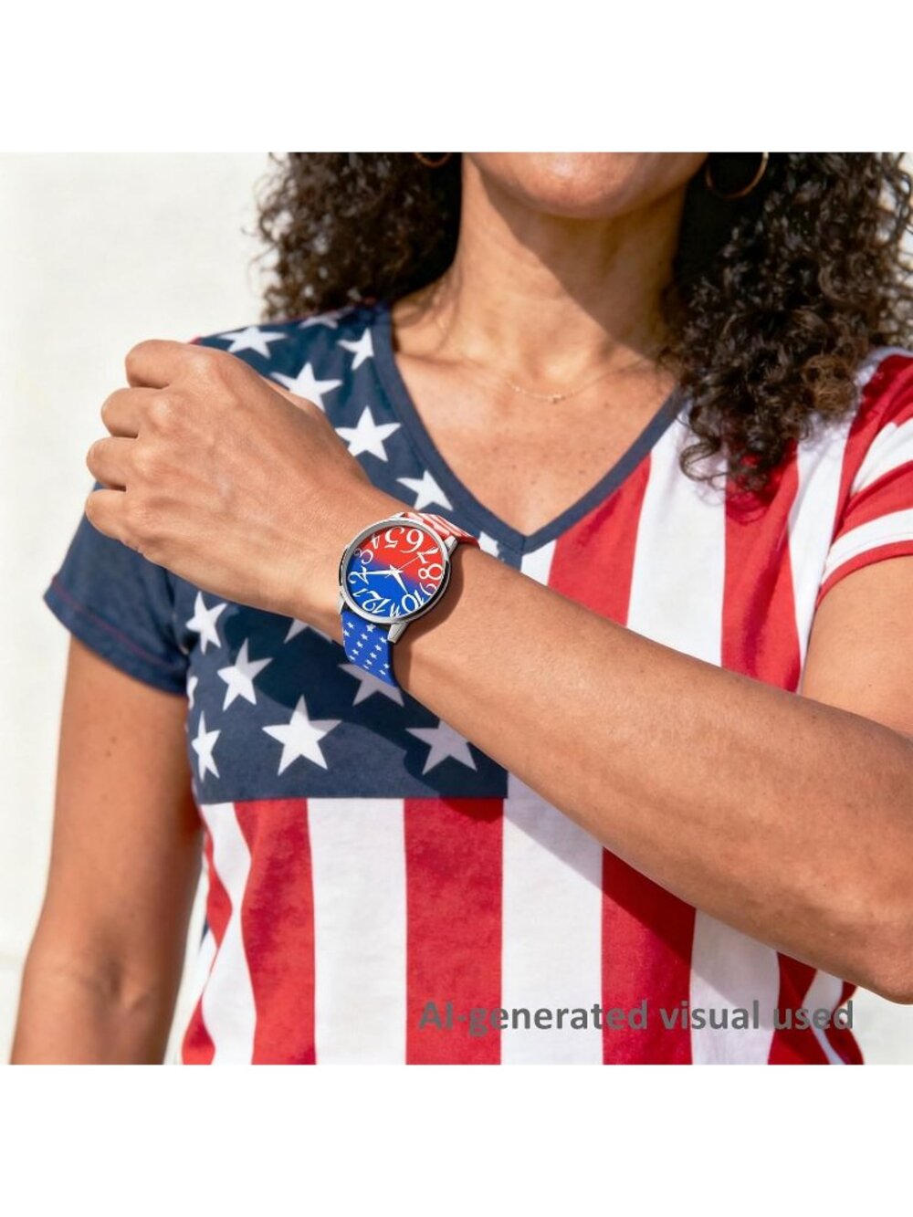 Women's Red Blue Silicone Strap Large Face Big Number Quartz Analog Wrist Watch - Picture 5 of 6